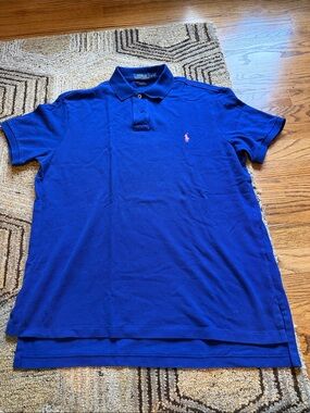 Ralph Lauren Royal Blue Polo with Pink Pony L Custom fit